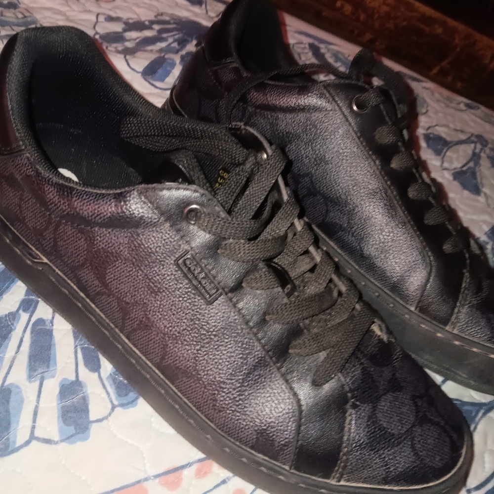 Coach Black Textured Men's Sneakers - Picture 1 of 2